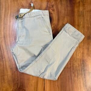 White Sand Men's Pants 52 XL Belted Cargo Cotton Military Stretch Beige S26